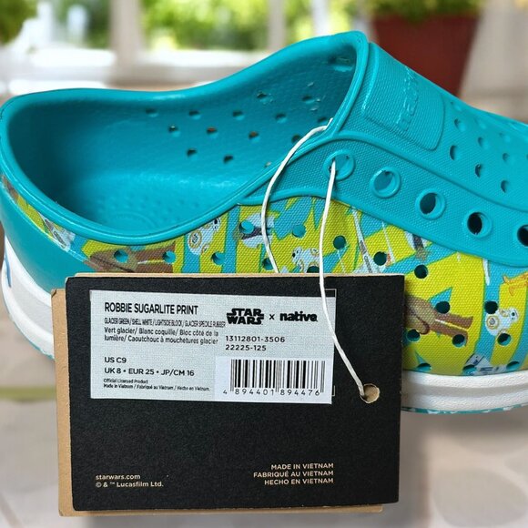 Native X Star Wars Limited Edition Kids Shoes C9 R2D2 Yoda Chewbacca Slip On - Picture 7 of 15